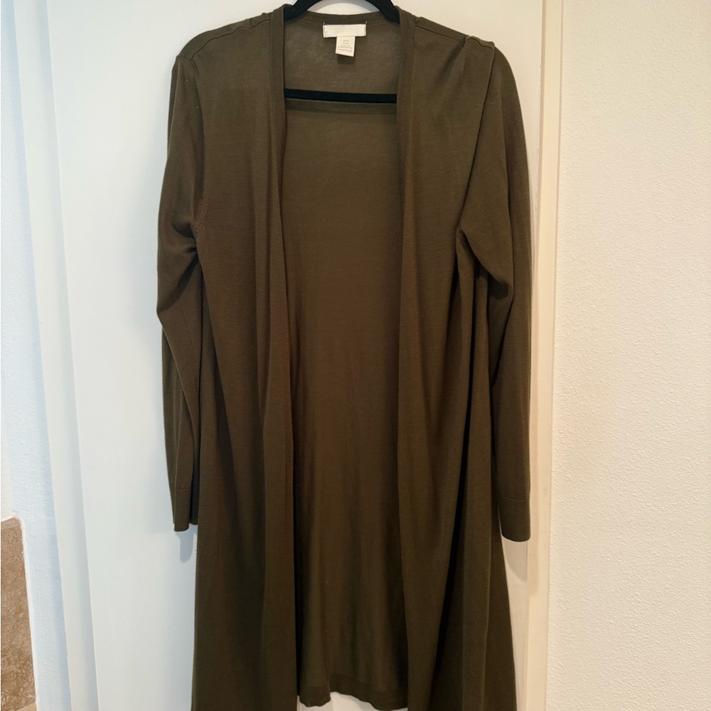 H&M Khaki Open-Front Cardigan